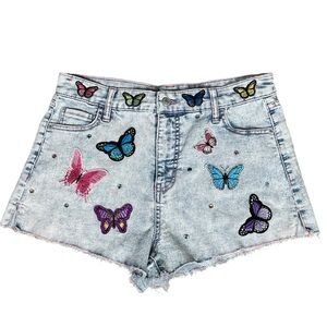 Wild Fable Jean Shorts with Hand Sewn on Patches. Embellishments. 30” Waist